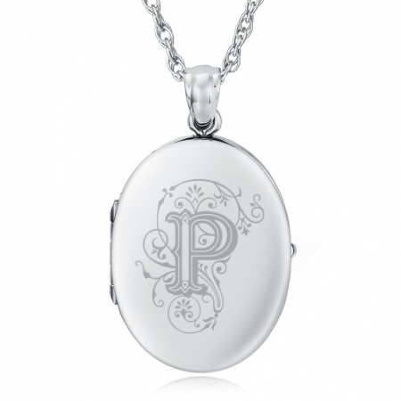 Initial/Letter P Sterling Silver 2 Photo Locket (can be personalised)