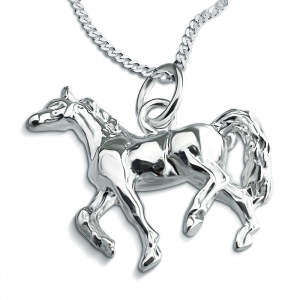 Equestrian Horse Trotting Necklace, Sterling Silver