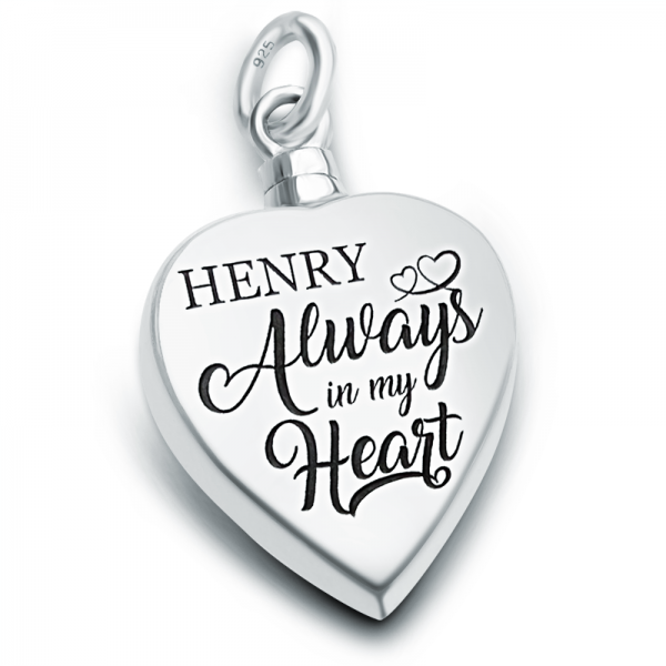Always in My Heart Ashes Memorial Locket Necklace, Personalised, Sterling Silver