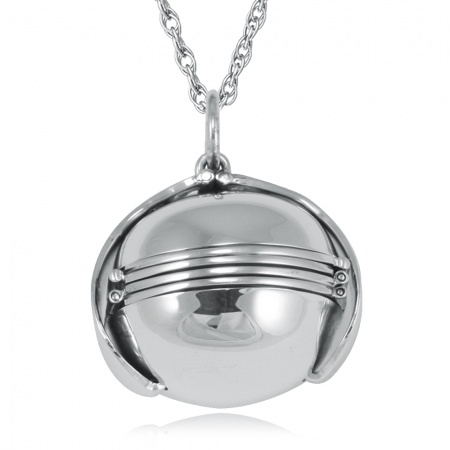 Photo Ball Locket Necklace, Sterling Silver (Picture Ball) (Engraving Available)