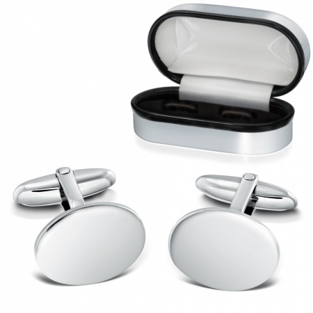 Plain Oval Sterling Silver Cufflinks (can be personalised)