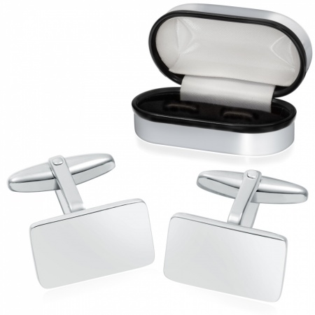 Plain Rectangular Sterling Silver Cufflinks (can be personalised)