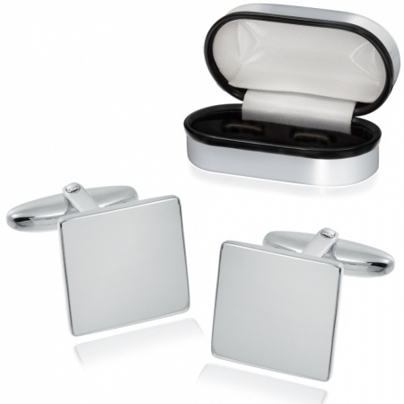 Plain Square Sterling Silver Cufflinks (can be personalised)