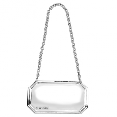 Square Cut Corners Hallmarked Sterling Silver Decanter Label (personalised/any drink)