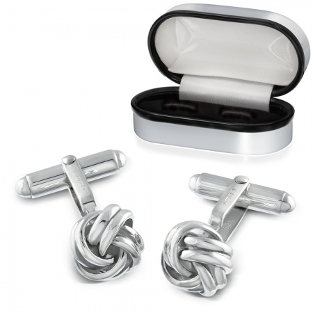 Round Celtic Knot Cufflinks, Sterling Silver, Personalised, Carrs