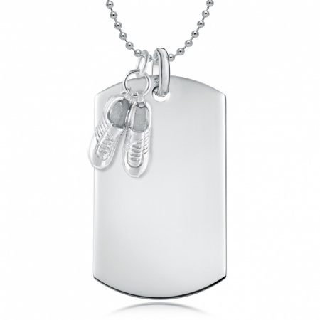Football/Rugby Boots Dog Tag Necklace, Personalised, Sterling Silver
