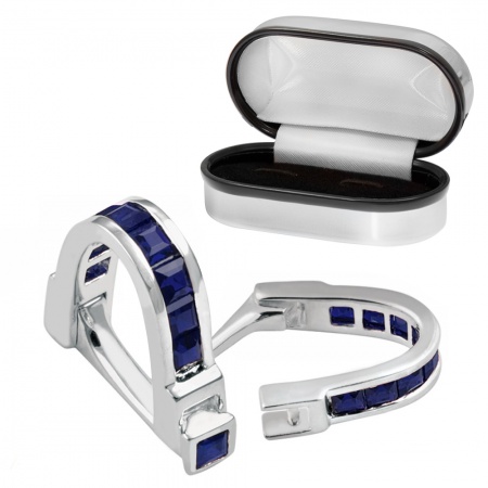 Sapphire Wrap Around Cufflinks, 925 Sterling Silver Hallmarked (can be personalised)