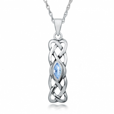 September Birthstone Celtic Knot Sterling Silver Necklace