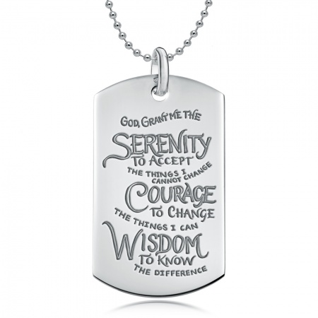 Serenity Prayer Sterling Silver Dog Tag Necklace (can be personalised)