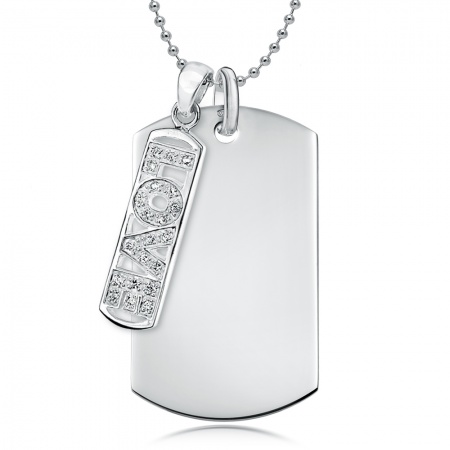 Love Sterling Silver Dog Tag Necklace (can be personalised)