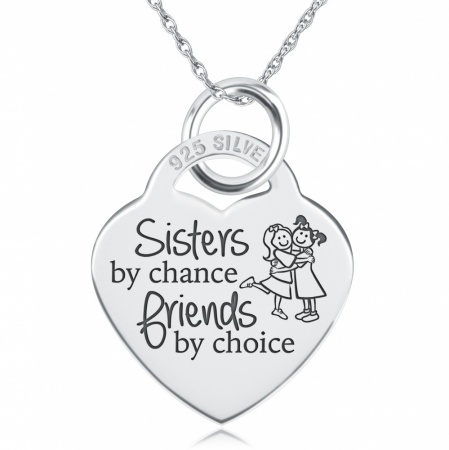 Sisters by Chance, Friends by Choice Necklace, Personalised, Sterling Silver