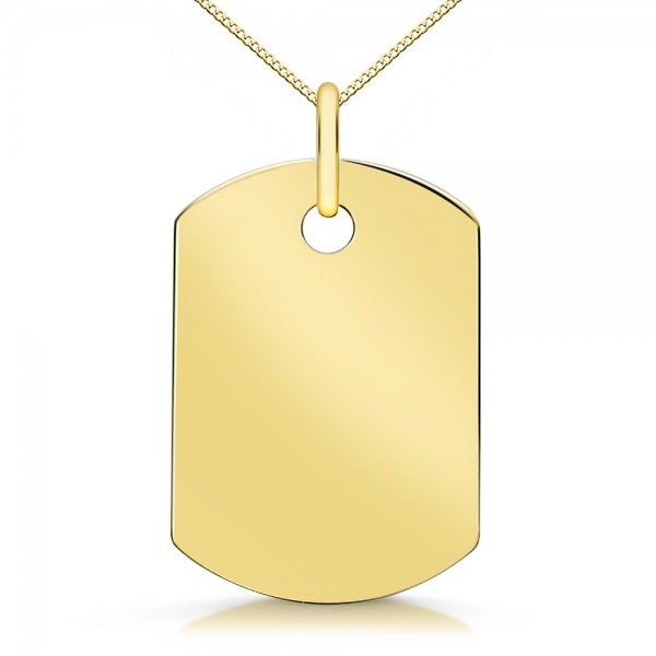Small 9ct Gold Dog Tag & Chain, Personalised / Engraved