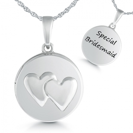 Girls Special Bridesmaid Double Heart Sterling Silver Locket Necklace by Pippa