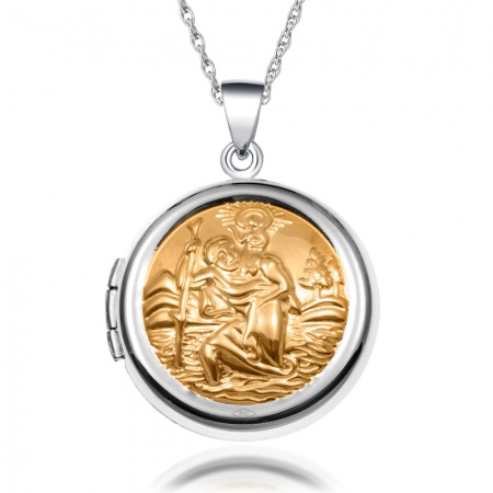 St Christopher Locket Necklace, 925 Sterling Silver (can be personalised)