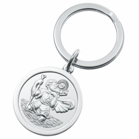 St Christopher Sterling Silver Keyring, Hallmarked (can be personalised)