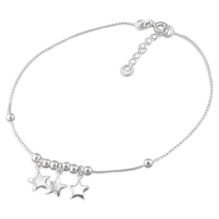 Stars & Beads Sterling Silver Anklet