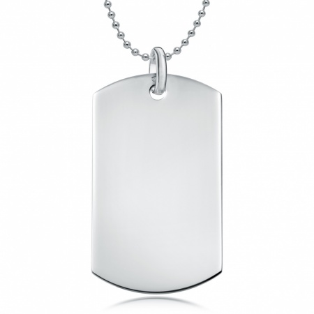 Sterling Silver Single Plain Dog Tag Necklace (can be personalised)