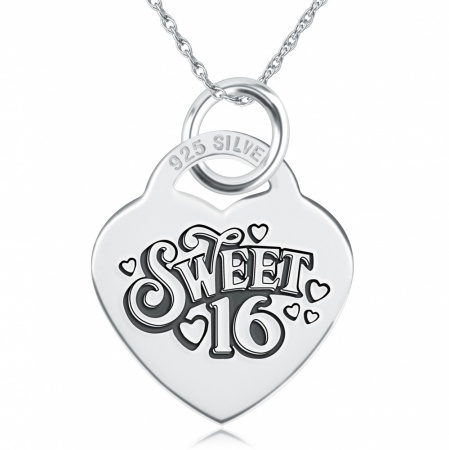 Sweet 16 Necklace, Personalised, Birthday, Sterling Silver