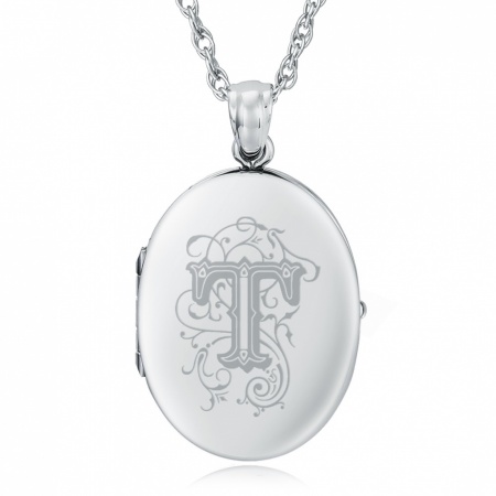 Initial/Letter T Sterling Silver 2 Photo Locket (can be personalised)
