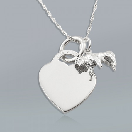 Zodiac Taurus Star Sign & Heart Sterling Silver Necklace (can be personalised)