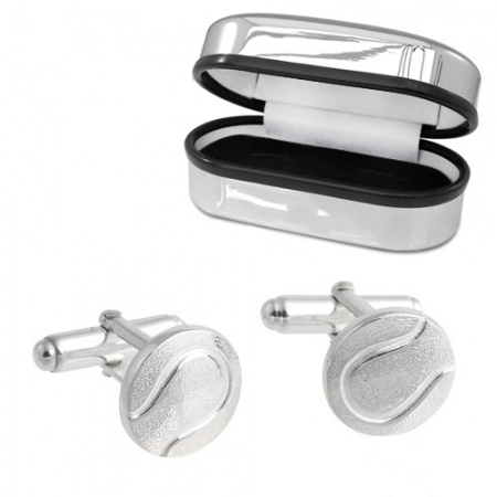 Tennis Ball Cufflinks, 925 Sterling Silver (can be personalised)