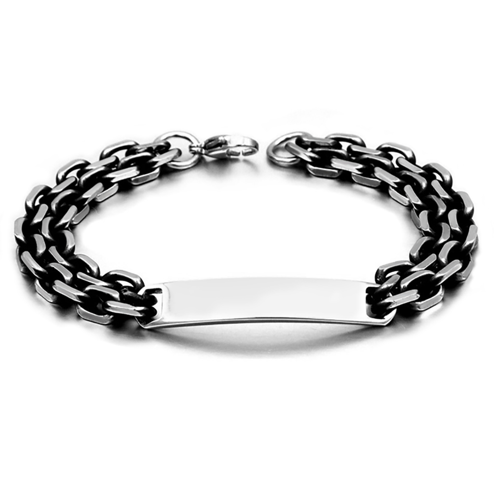 Mens Identity Bracelet Personalised, Anchor Chain, 8.5 inches (21.6cm)
