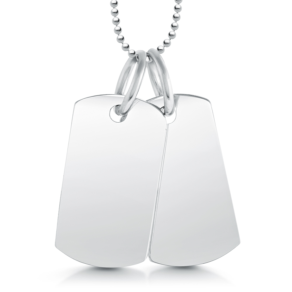 Childs Double Dog Tags, Personalised, Sterling Silver