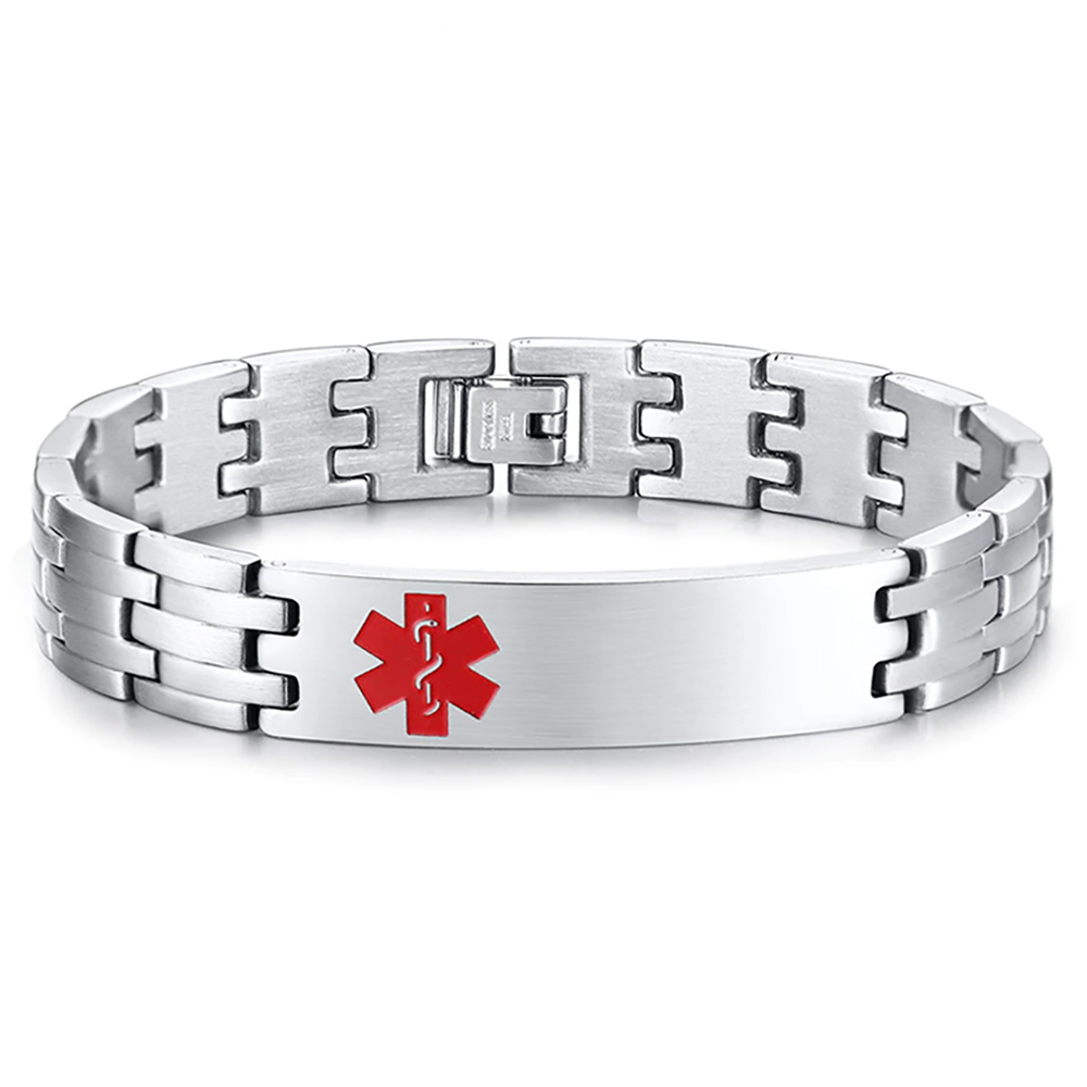 Men's Medical Alert ID Bracelet, with Personalisation, Stainless Steel,