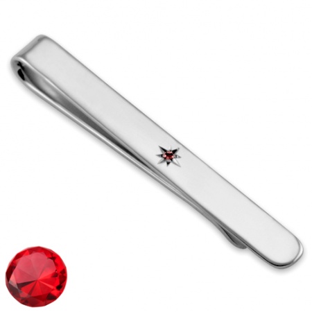 Ruby & Sterling Silver Tie Slide (can be personalised)