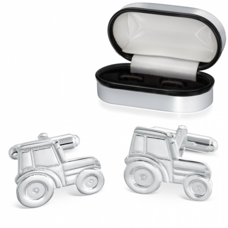 Tractor Cufflinks, Sterling Silver, Personalised Box, Hallmarked