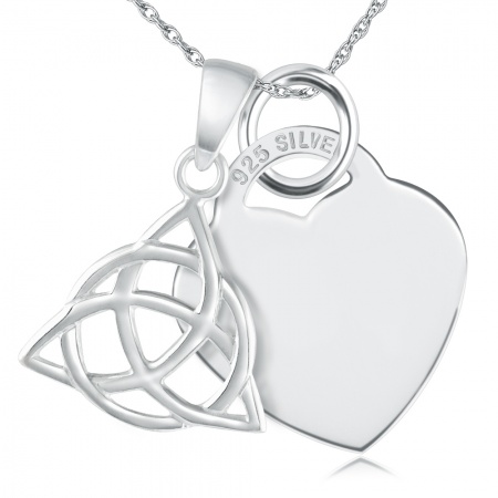 Triquetra & Heart 925 Solid Silver Necklace/ Pendant Personalised/ Engraved