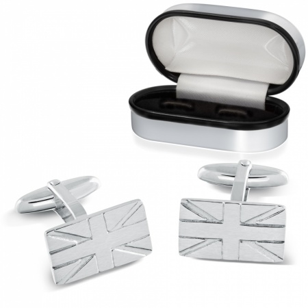 Union Jack Flag Sterling Silver Cufflinks (can be personalised)