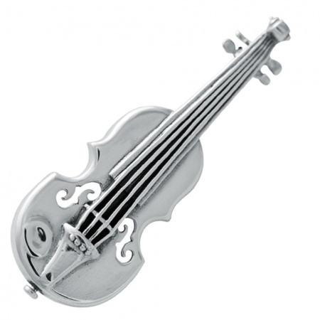 Violin Brooch, 925 Sterling Silver Hallmarked