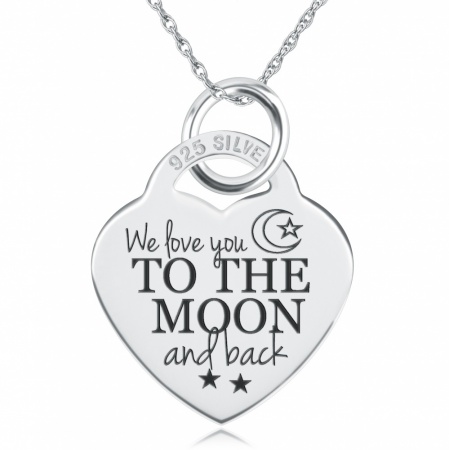 We Love You to the Moon & Back Necklace, Personalised, Sterling Silver