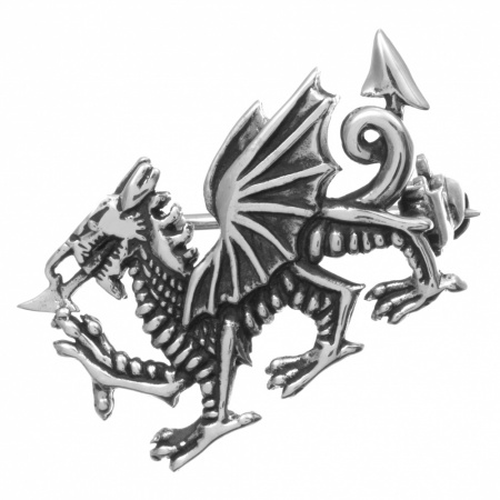 Welsh Dragon Lapel Pin Badge/Brooch, 925 Sterling Silver