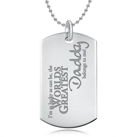 Worlds Greatest Daddy Dog Tag Necklace, Personalised, Sterling Silver