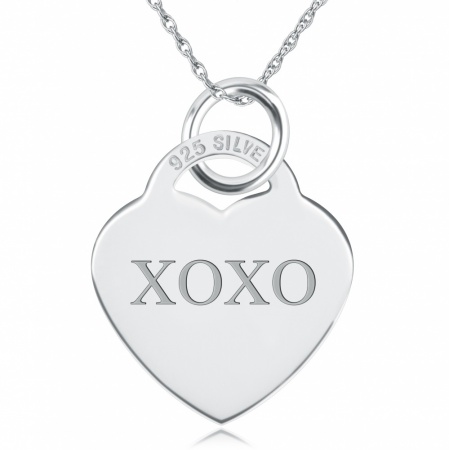 XOXO Heart Necklace, Personalised, 925 Sterling Silver