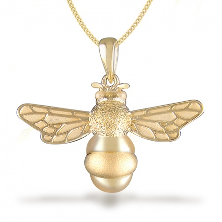 Bumble Bee Necklace, Yellow Gold Plated, Pendant
